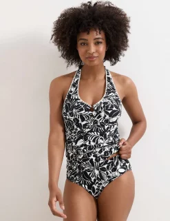 Printed High Waisted Tankini Bottoms