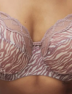 Printed Mesh Wired Extra Support Bra (F+)