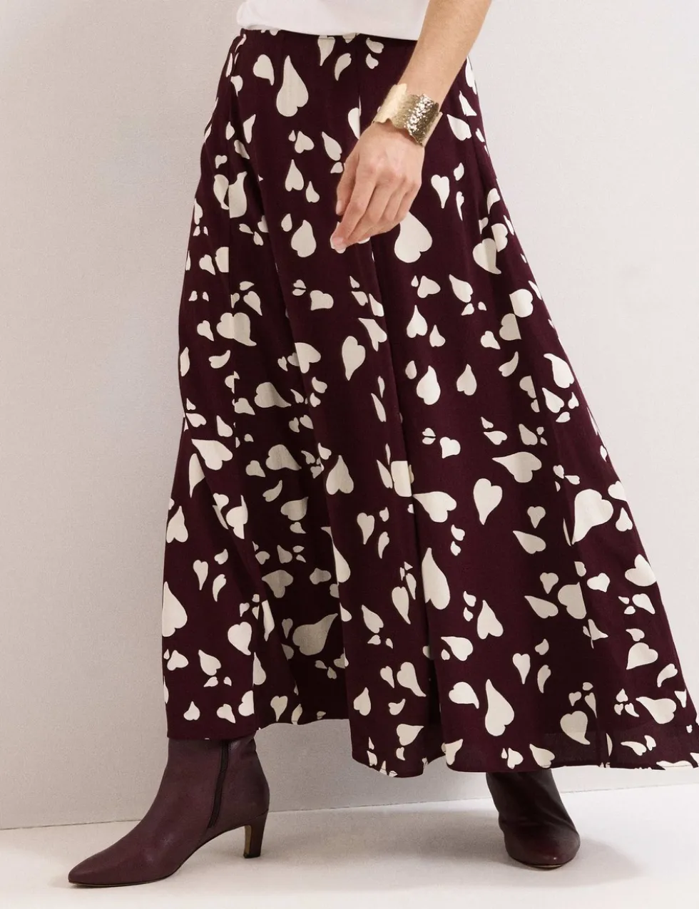 Printed Midi A-Line Skirt