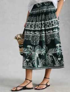 Printed Midi A-Line Skirt