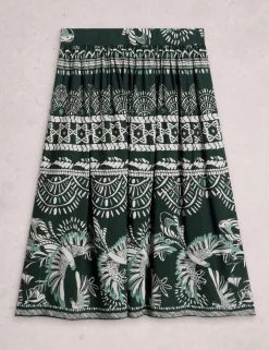 Printed Midi A-Line Skirt