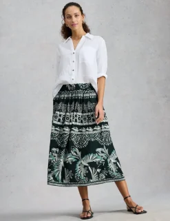 Printed Midi A-Line Skirt
