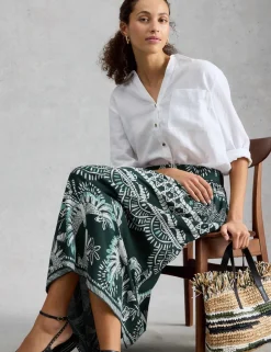 Printed Midi A-Line Skirt