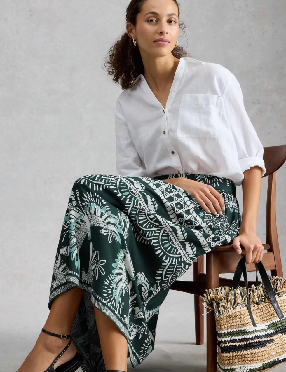 Printed Midi A-Line Skirt