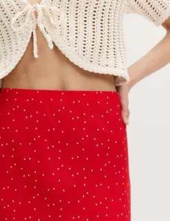 Printed Midi Slip Skirt