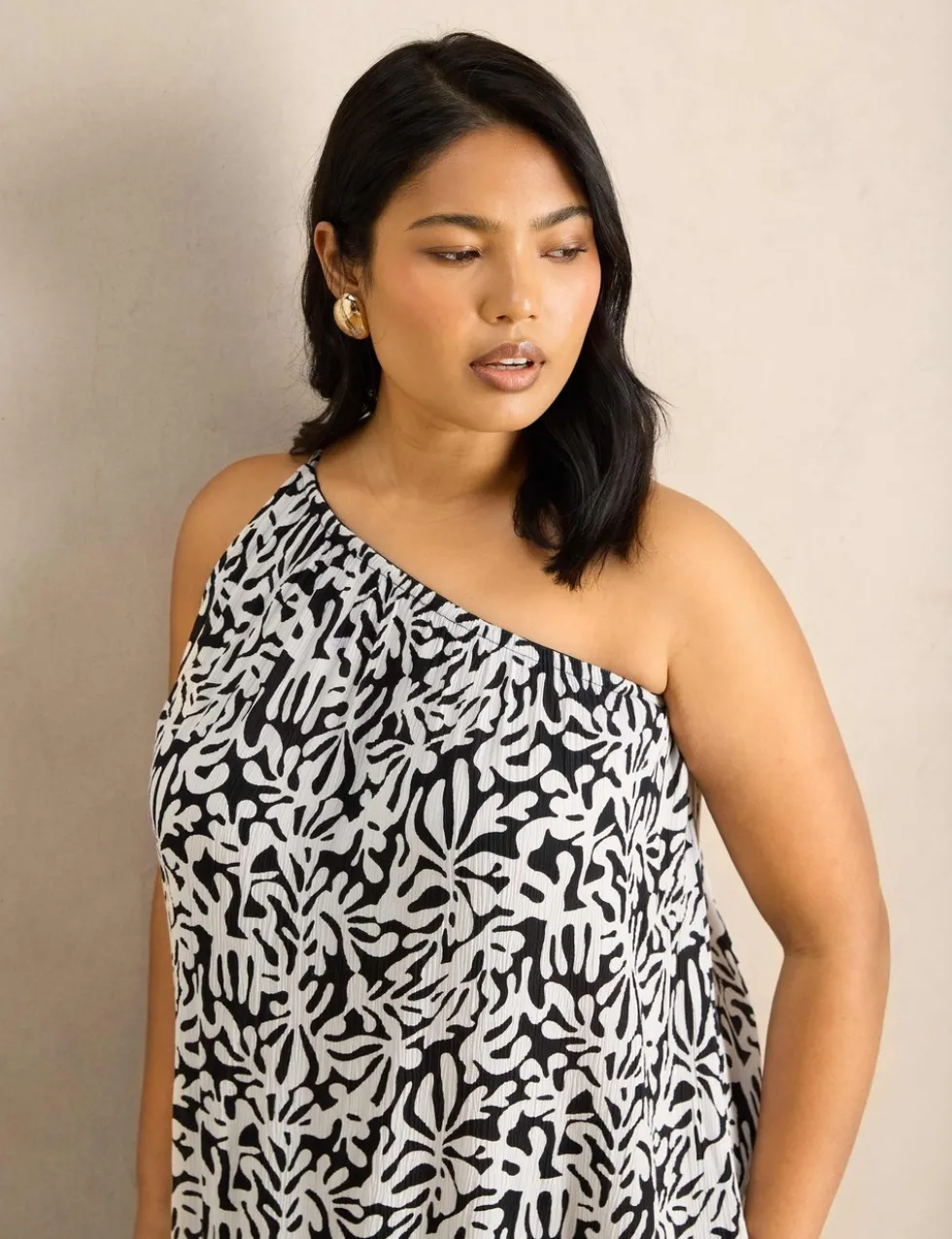 Printed One Shoulder Maxi Bardot Dress