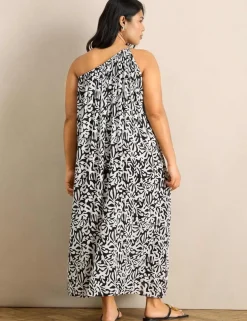 Printed One Shoulder Maxi Bardot Dress