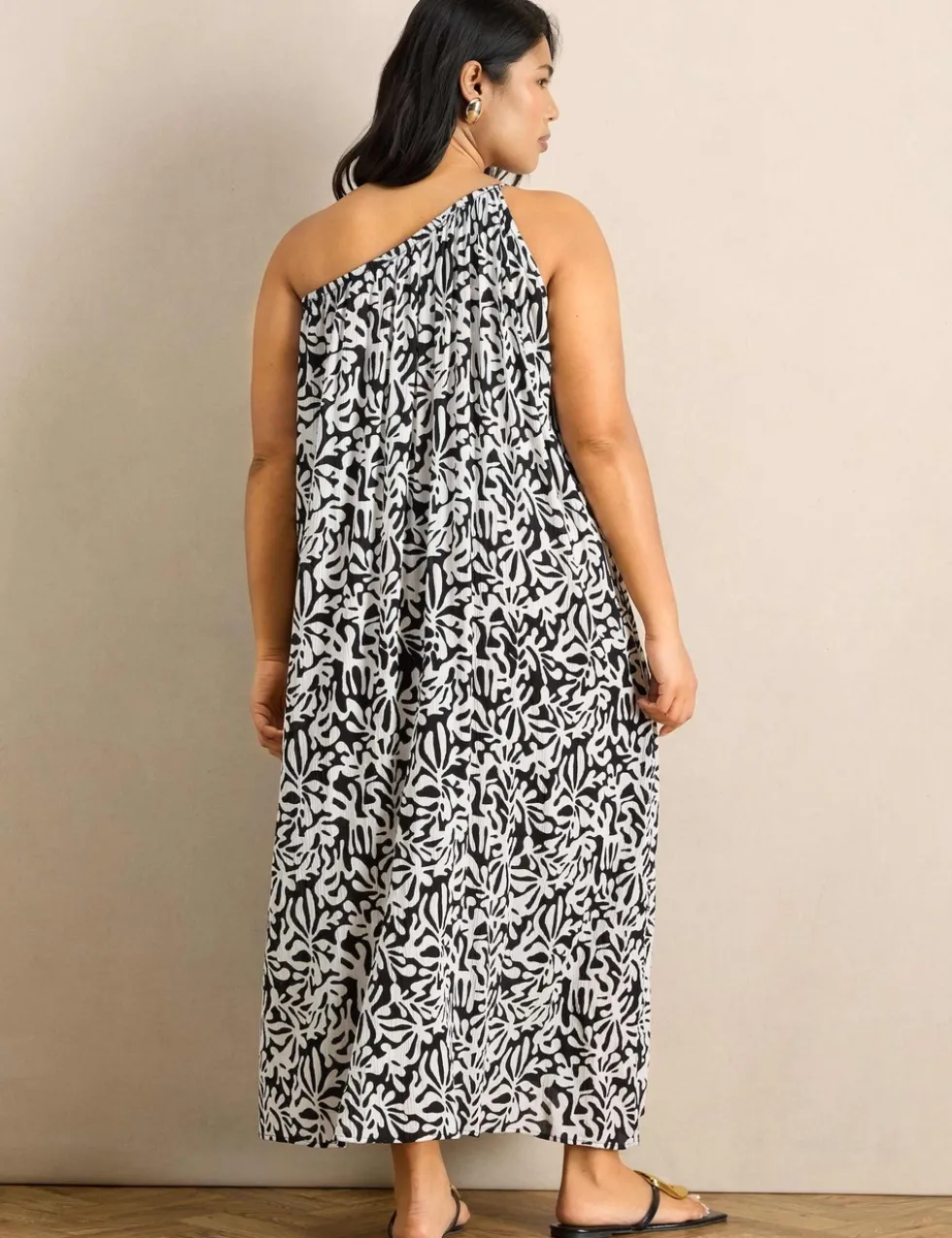 Printed One Shoulder Maxi Bardot Dress