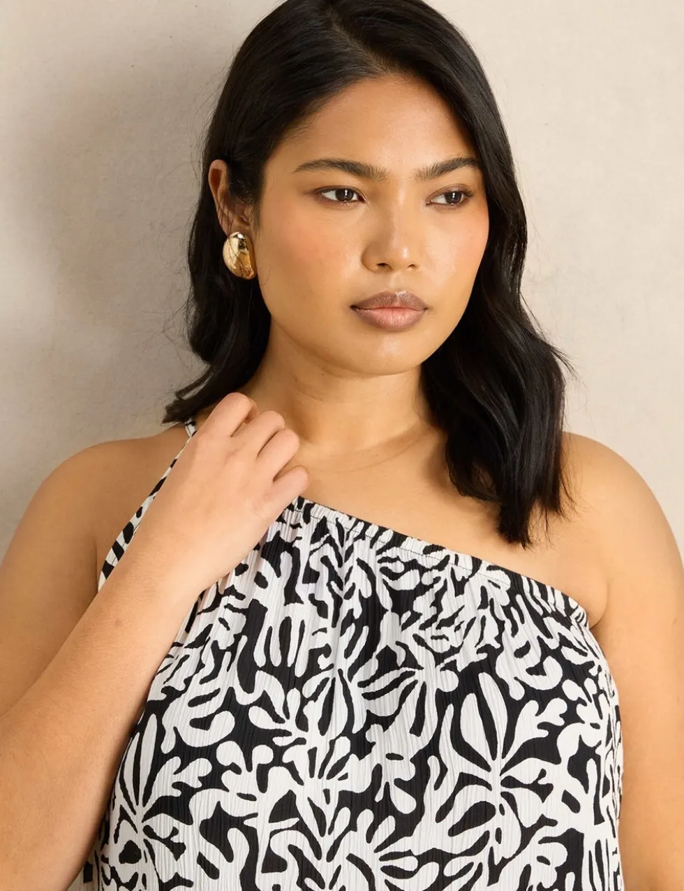 Printed One Shoulder Maxi Bardot Dress