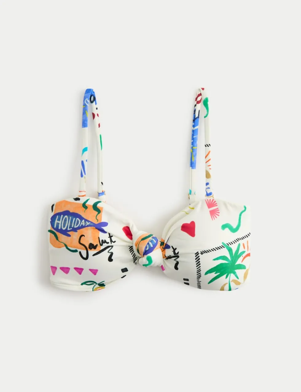 Printed Padded Bandeau Bikini Top