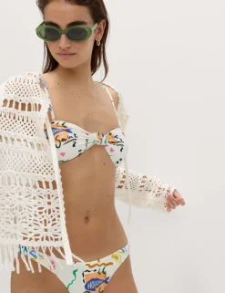 Printed Padded Bandeau Bikini Top