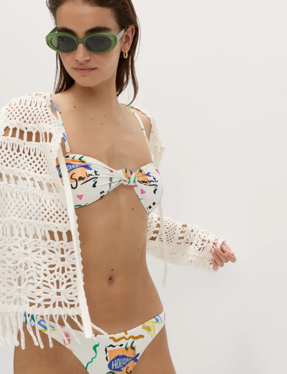 Printed Padded Bandeau Bikini Top