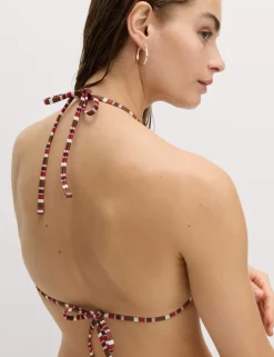 Printed Padded Halterneck Triangle Bikini Top