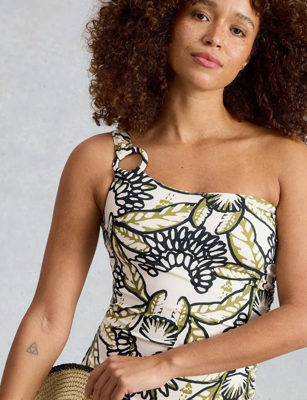 Printed Padded One Shoulder Swimsuit