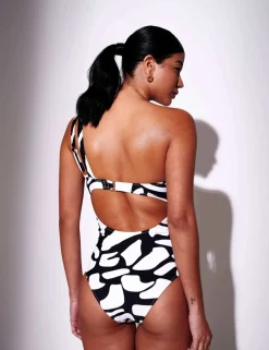 Printed Padded One Shoulder Swimsuit