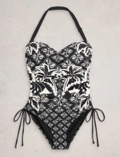 Printed Padded Strapless Halterneck Swimsuit
