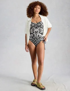 Printed Padded Strapless Halterneck Swimsuit