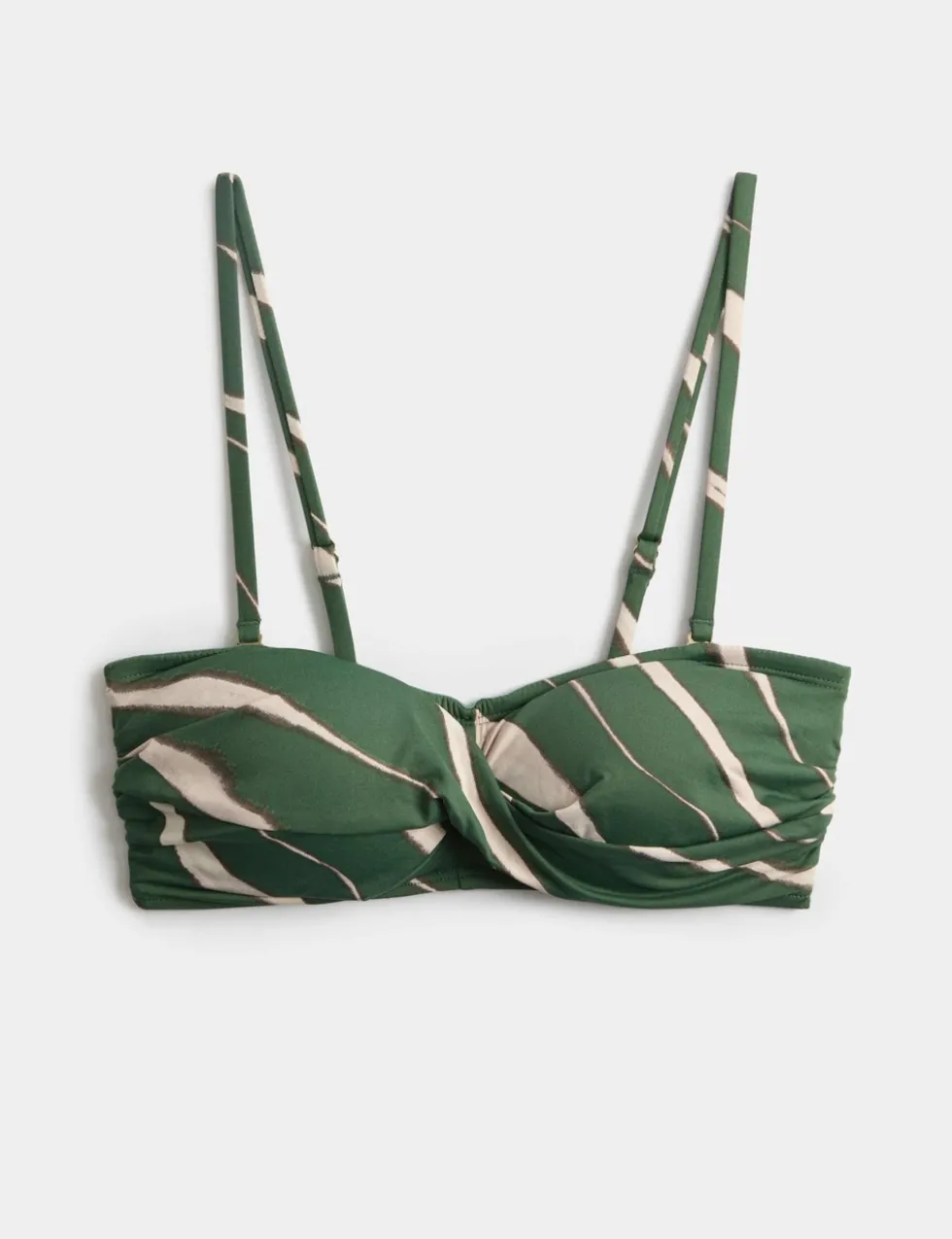 Printed Padded Twist Front Bandeau Bikini Top