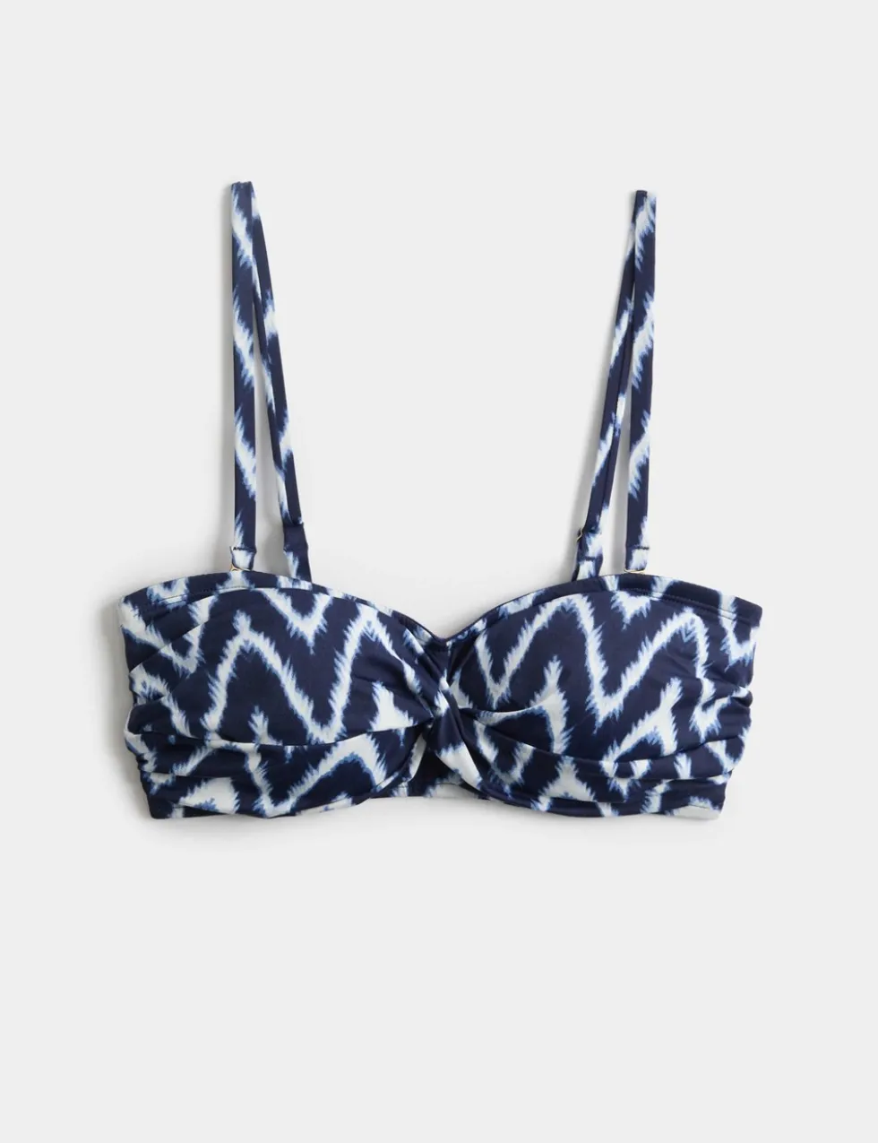Printed Padded Twist Front Bandeau Bikini Top