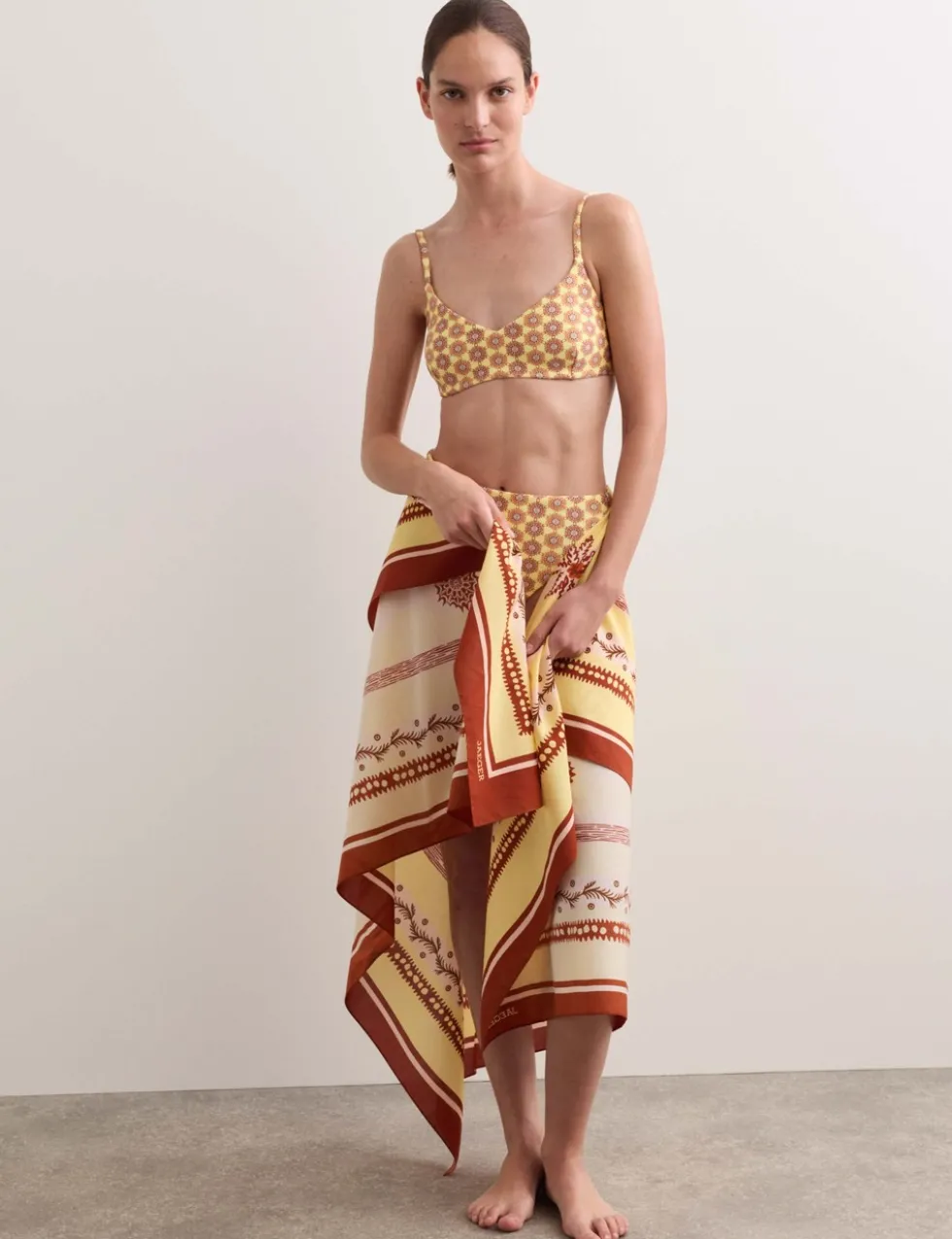 Printed Padded V-Neck Bikini Top