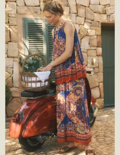 Printed Pull On Wide Leg Trousers