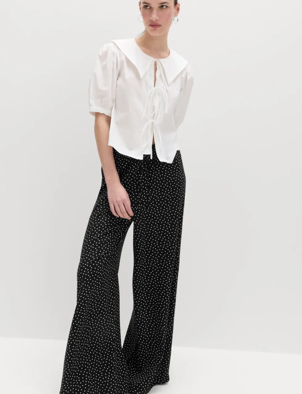 Printed Pull On Wide Leg Trousers