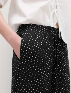 Printed Pull On Wide Leg Trousers