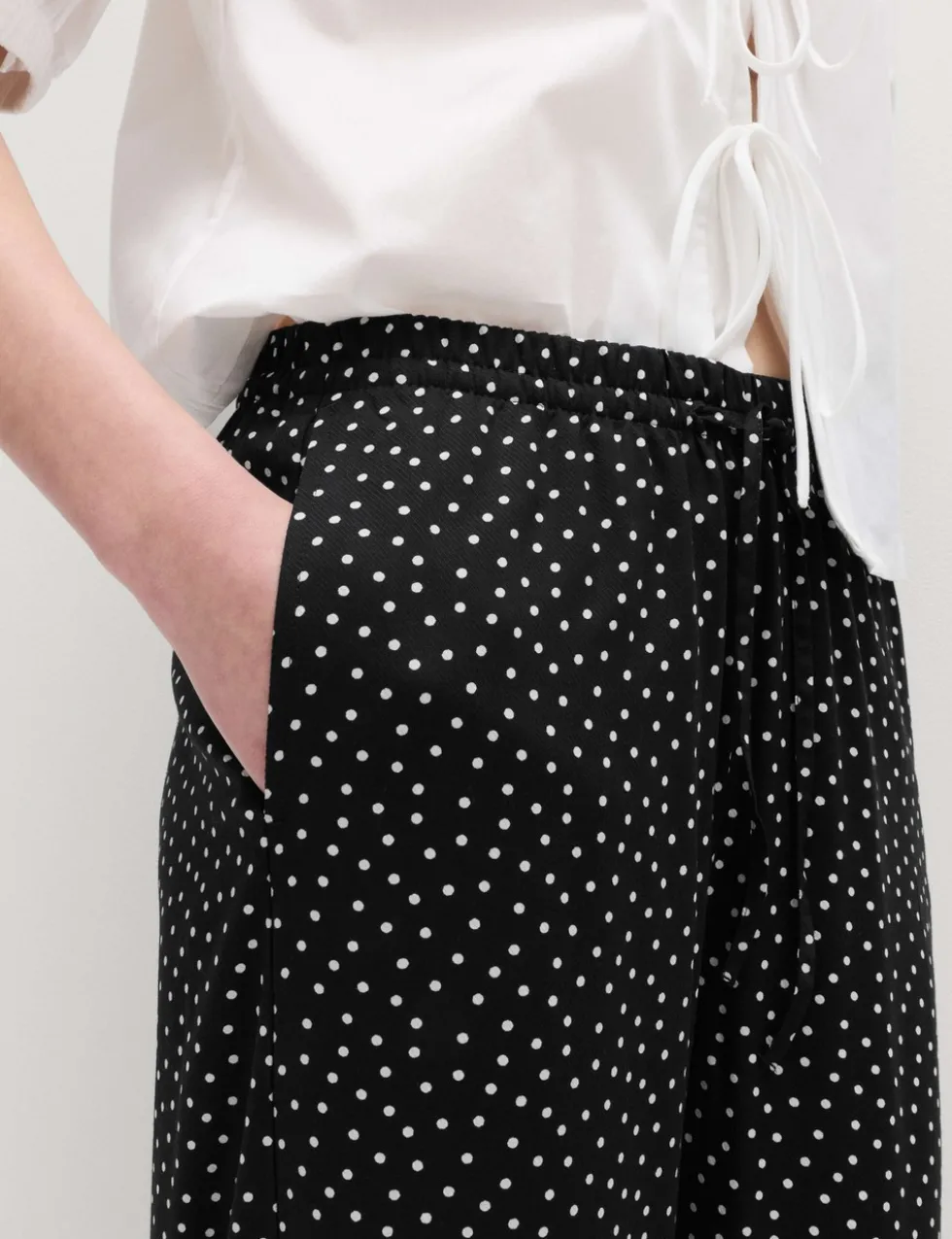 Printed Pull On Wide Leg Trousers