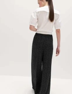 Printed Pull On Wide Leg Trousers