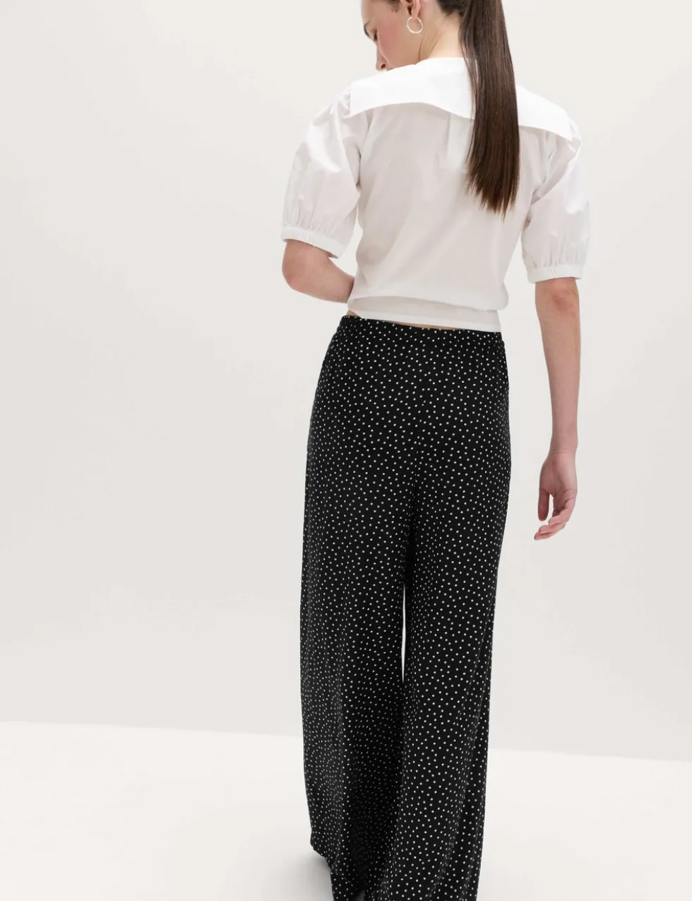 Printed Pull On Wide Leg Trousers