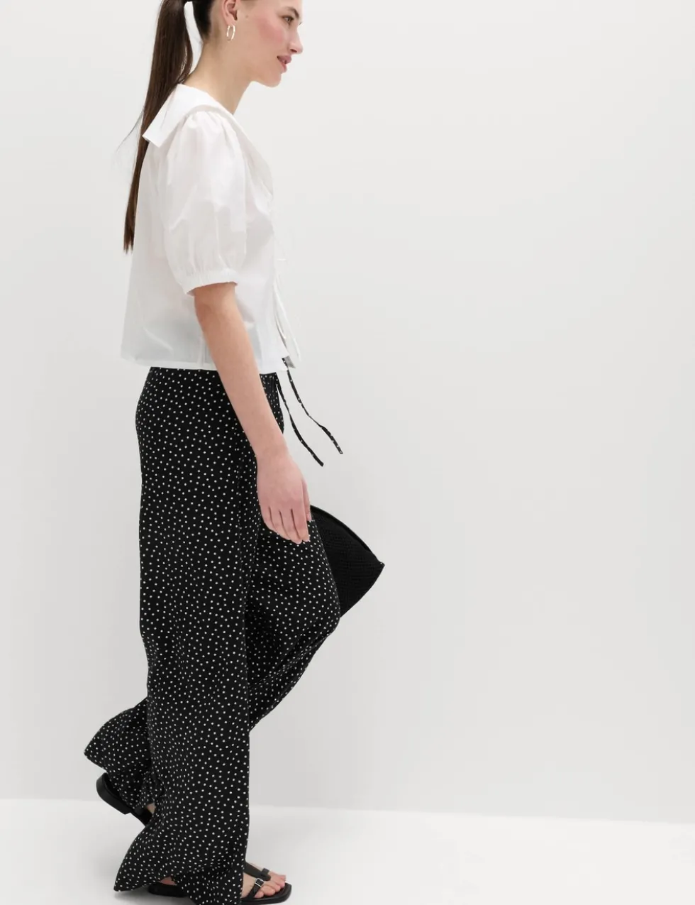 Printed Pull On Wide Leg Trousers