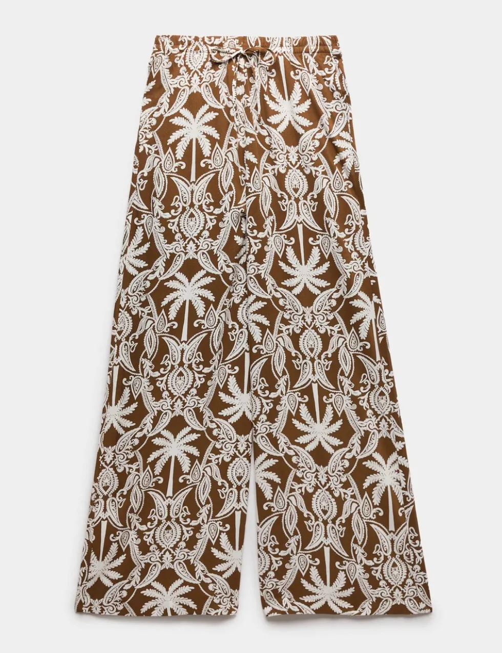 Printed Pull On Wide Leg Trousers