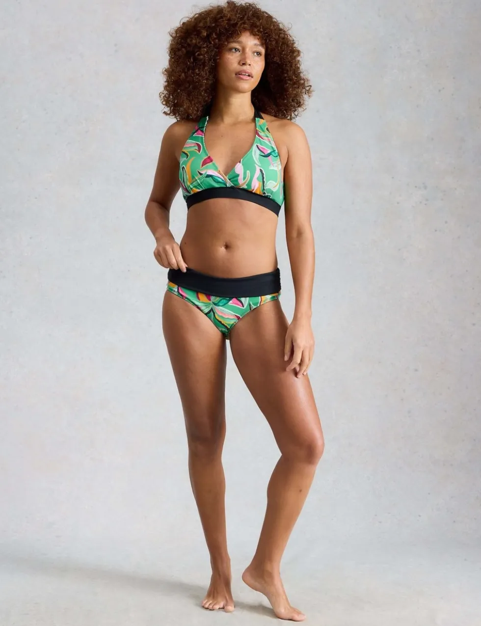 Printed Reversible Roll Top Bikini Bottoms