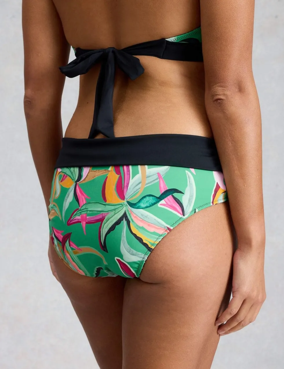 Printed Reversible Roll Top Bikini Bottoms