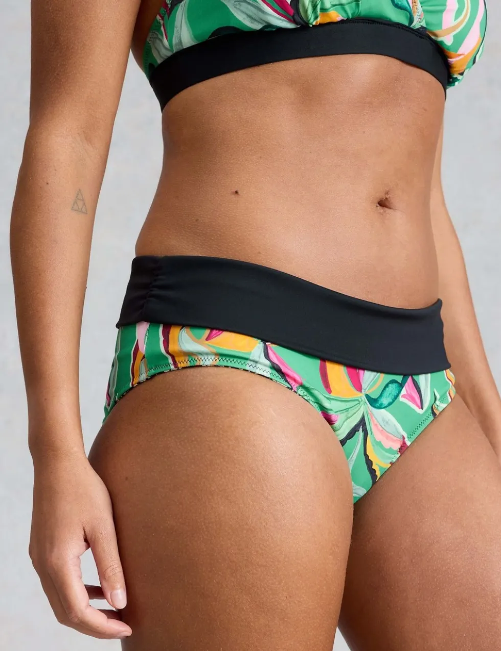 Printed Reversible Roll Top Bikini Bottoms