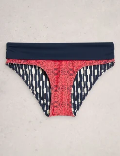 Printed Reversible Roll Top Bikini Bottoms