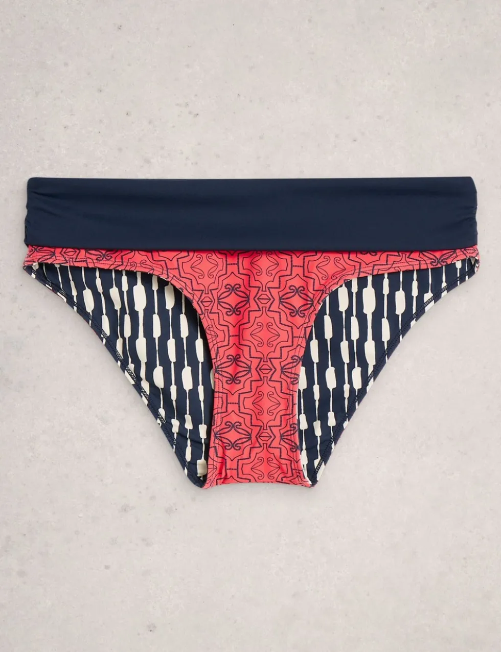 Printed Reversible Roll Top Bikini Bottoms