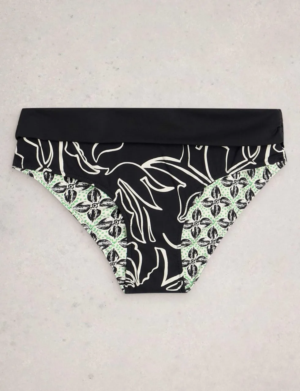 Printed Reversible Roll Top Bikini Bottoms