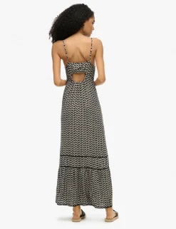 Printed Scoop Neck Strappy Maxi Beach Dress