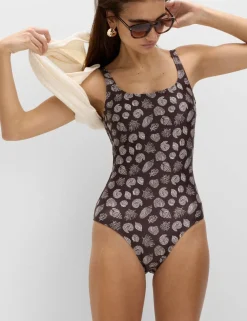 Printed Scoop Neck Swimsuit