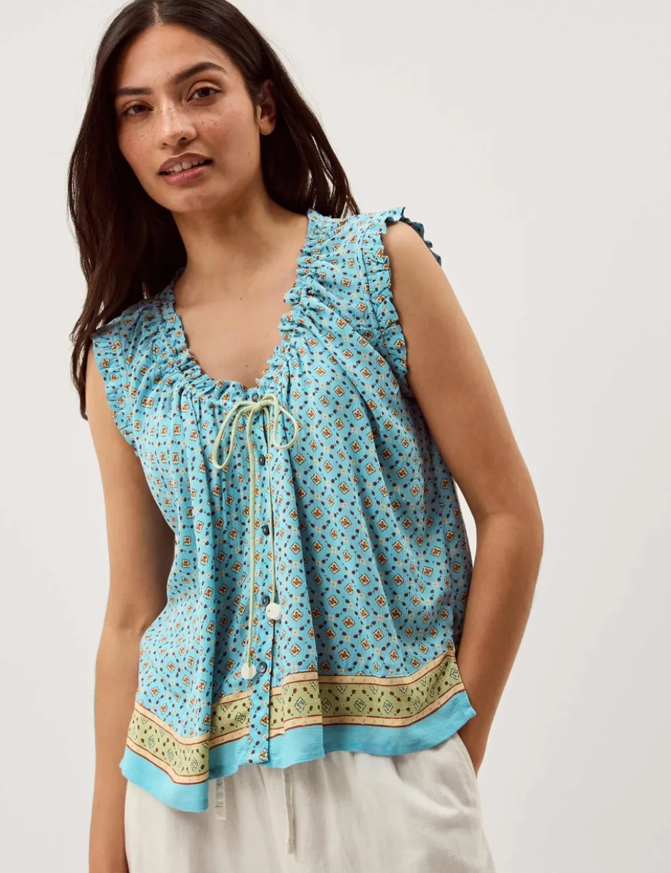 Printed Scoop Neck Vest Top