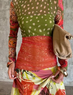 Printed Slash Neck Midaxi Column Dress