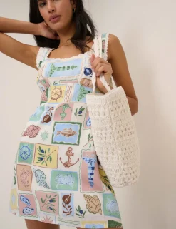 Printed Square Neck Mini Shift Dress