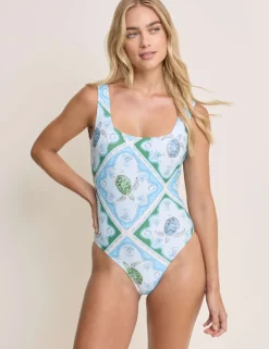 Printed Square Neck Swimsuit