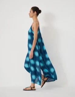 Printed Strappy Midi Beach Dress