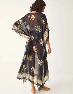 Printed Tie Neck Midi Kaftan