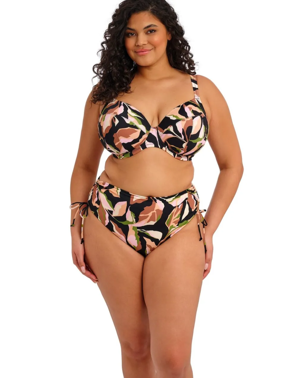 Printed Tie Side High Waisted Bikini Bottoms