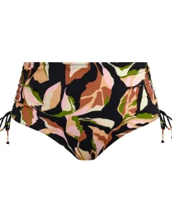Printed Tie Side High Waisted Bikini Bottoms