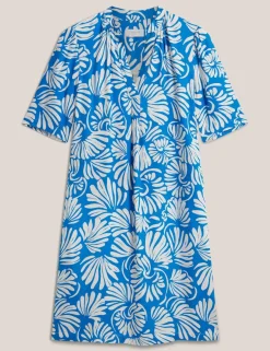 Printed V-Neck Knee Length Shift Dress