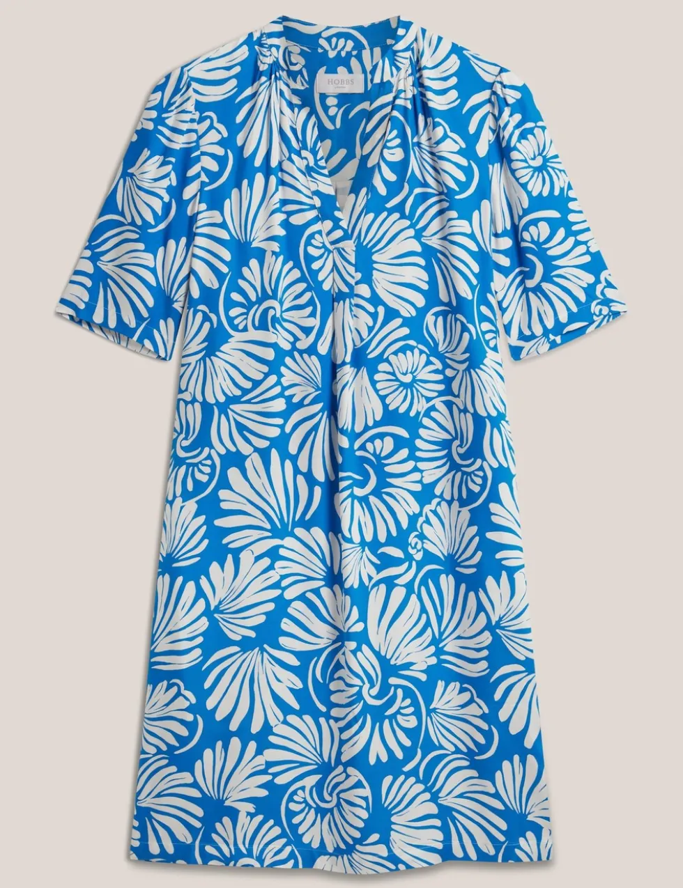 Printed V-Neck Knee Length Shift Dress
